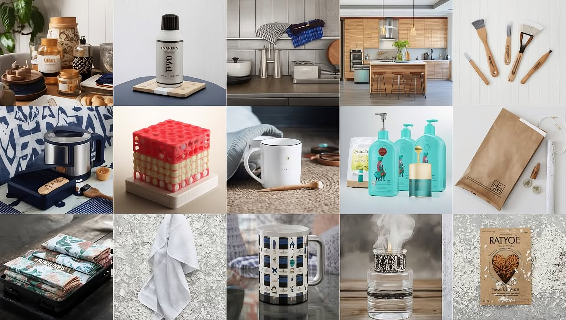 Collage of various kitchen and home improvement items